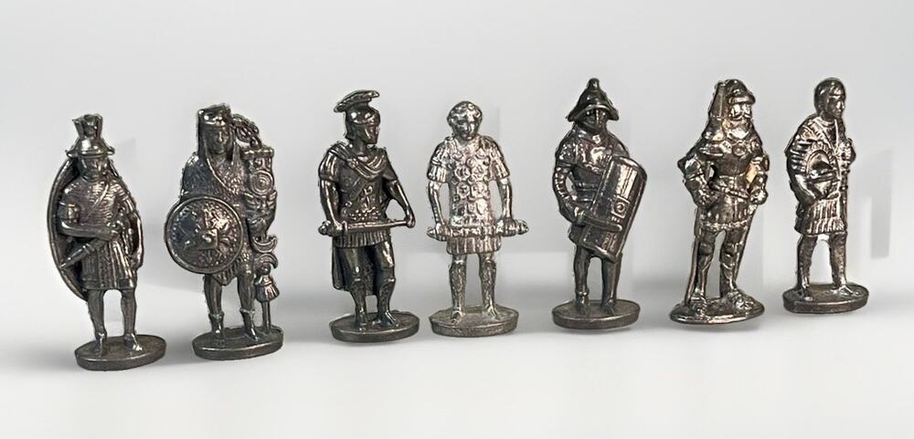 Vintage Ferrero Kinder Surprise Case Metal Soldier Figurines Lot of 7